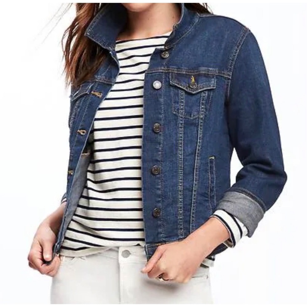 Old Navy Denim Jacket Women Medium Blue Like New Classic Trucker Faded Wash